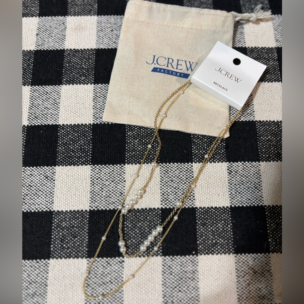 NWT J. Crew Pearl-effect layered gold necklace